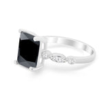 Radiant Cut Shank Simulated Cubic Zirconia 925 Sterling Silver Engagement Ring