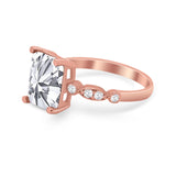 Radiant Cut Shank Simulated Cubic Zirconia 925 Sterling Silver Engagement Ring