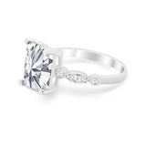 Radiant Cut Shank Simulated Cubic Zirconia 925 Sterling Silver Engagement Ring