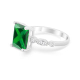 Radiant Cut Shank Simulated Cubic Zirconia 925 Sterling Silver Engagement Ring