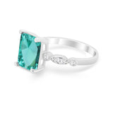 Radiant Cut Shank Simulated Cubic Zirconia 925 Sterling Silver Engagement Ring