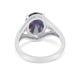 Art Deco Engagement Bridal Ring Simulated Cubic Zirconia 925 Sterling Silver BA1059