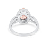 Halo Art Deco Engagement Ring Round Simulated Cubic Zirconia 925 Sterling Silver