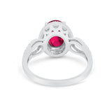 Halo Art Deco Engagement Ring Round Simulated Cubic Zirconia 925 Sterling Silver
