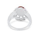 Vintage Style Oval Engagement Ring Round Simulated CZ 925 Sterling Silver
