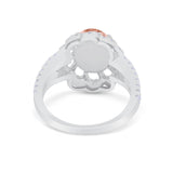 Vintage Style Oval Engagement Ring Round Simulated CZ 925 Sterling Silver