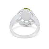 Vintage Style Oval Engagement Ring Round Simulated CZ 925 Sterling Silver