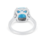 Halo Cushion Cut Engagement Ring Round Simulated Cubic Zirconia 925 Sterling Silver BA1066