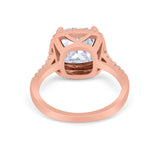 Halo Cushion Cut Engagement Ring Round Simulated Cubic Zirconia 925 Sterling Silver BA1066