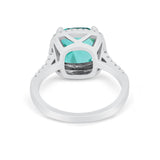 Halo Cushion Cut Engagement Ring Round Simulated Cubic Zirconia 925 Sterling Silver BA1066
