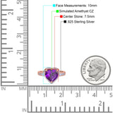 Halo Heart Promise Ring Simulated Cubic Zirconia 925 Sterling Silver