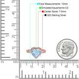 Halo Heart Promise Ring Simulated Cubic Zirconia 925 Sterling Silver