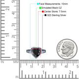 Halo Heart Promise Ring Simulated Cubic Zirconia 925 Sterling Silver