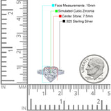 Halo Heart Promise Ring Simulated Cubic Zirconia 925 Sterling Silver