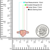 Halo Heart Promise Ring Simulated Cubic Zirconia 925 Sterling Silver