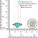 Halo Heart Promise Ring Simulated Cubic Zirconia 925 Sterling Silver