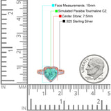 Halo Heart Promise Ring Simulated Cubic Zirconia 925 Sterling Silver