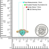 Halo Heart Promise Ring Simulated Cubic Zirconia 925 Sterling Silver