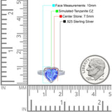 Halo Heart Promise Ring Simulated Cubic Zirconia 925 Sterling Silver