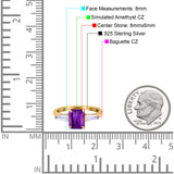 Art Deco Wedding Ring Emerald Cut Simulated Cubic Zirconia 925 Sterling Silver