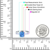 Art Deco Wedding Ring Emerald Cut Simulated Cubic Zirconia 925 Sterling Silver
