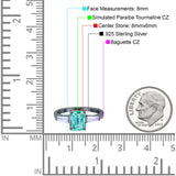 Art Deco Wedding Ring Emerald Cut Simulated Cubic Zirconia 925 Sterling Silver