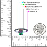 Art Deco Wedding Ring Emerald Cut Simulated Cubic Zirconia 925 Sterling Silver
