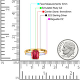 Art Deco Wedding Ring Emerald Cut Simulated Cubic Zirconia 925 Sterling Silver