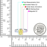 Art Deco Wedding Ring Emerald Cut Simulated Cubic Zirconia 925 Sterling Silver