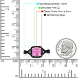 Halo Cushion Infinity Twist Side Stone Simulated Black CZ Engagement Ring Cubic Zirconia 925 Sterling Silver