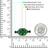 Halo Cushion Infinity Twist Side Stone Simulated Green Emerald CZ Engagement Ring Cubic Zirconia 925 Sterling Silver