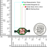 Halo Cushion Infinity Twist Side Stone Simulated Green Emerald CZ Engagement Ring Cubic Zirconia 925 Sterling Silver