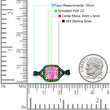 Halo Cushion Infinity Twist Side Stone Simulated Green Emerald CZ Engagement Ring Cubic Zirconia 925 Sterling Silver