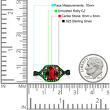 Halo Cushion Infinity Twist Side Stone Simulated Green Emerald CZ Engagement Ring Cubic Zirconia 925 Sterling Silver