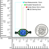 Halo Cushion Infinity Twist Side Stone Simulated Green Emerald CZ Engagement Ring Cubic Zirconia 925 Sterling Silver