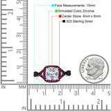 Halo Cushion Infinity Twist Side Stone Simulated Ruby CZ Engagement Ring Cubic Zirconia 925 Sterling Silver