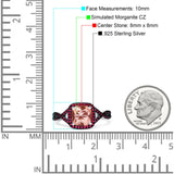 Halo Cushion Infinity Twist Side Stone Simulated Ruby CZ Engagement Ring Cubic Zirconia 925 Sterling Silver