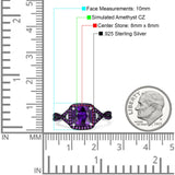 Halo Cushion Infinity Twist Side Stone Simulated Amethyst CZ Engagement Ring Cubic Zirconia 925 Sterling Silver