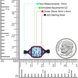 Halo Cushion Infinity Twist Side Stone Simulated Amethyst CZ Engagement Ring Cubic Zirconia 925 Sterling Silver