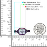 Halo Cushion Infinity Twist Side Stone Simulated Amethyst CZ Engagement Ring Cubic Zirconia 925 Sterling Silver