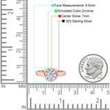 Bezel Set 7mm Round Engagement Ring Cubic Zirconia 925 Sterling Silver