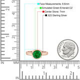 Bezel Set 7mm Round Engagement Ring Cubic Zirconia 925 Sterling Silver