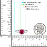 Bezel Set 7mm Round Engagement Ring Cubic Zirconia 925 Sterling Silver