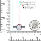 Bezel Set 9mmX7mm Oval Engagement Ring Cubic Zirconia 925 Sterling Silver