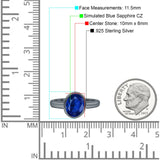 Bezel Set 10mmX8mm Oval Engagement Ring Cubic Zirconia 925 Sterling Silver