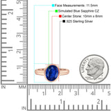 Bezel Set 10mmX8mm Oval Engagement Ring Cubic Zirconia 925 Sterling Silver