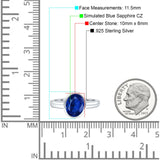 Bezel Set 10mmX8mm Oval Engagement Ring Cubic Zirconia 925 Sterling Silver