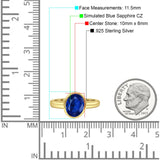 Bezel Set 10mmX8mm Oval Engagement Ring Cubic Zirconia 925 Sterling Silver