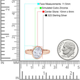 Bezel Set 10mmX8mm Oval Engagement Ring Cubic Zirconia 925 Sterling Silver