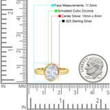 Bezel Set 10mmX8mm Oval Engagement Ring Cubic Zirconia 925 Sterling Silver